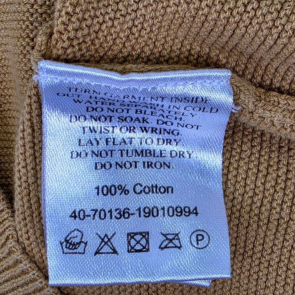 Castro Men's Size M 100% Cotton Textured Knit Crewneck Sweater Mustard Yellow